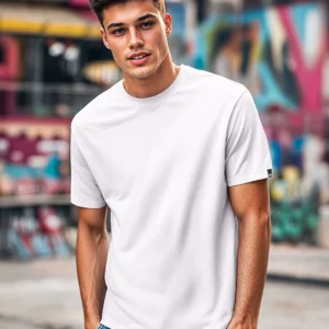 VSTRYN Classic Round Neck Plain T-Shirt (White)